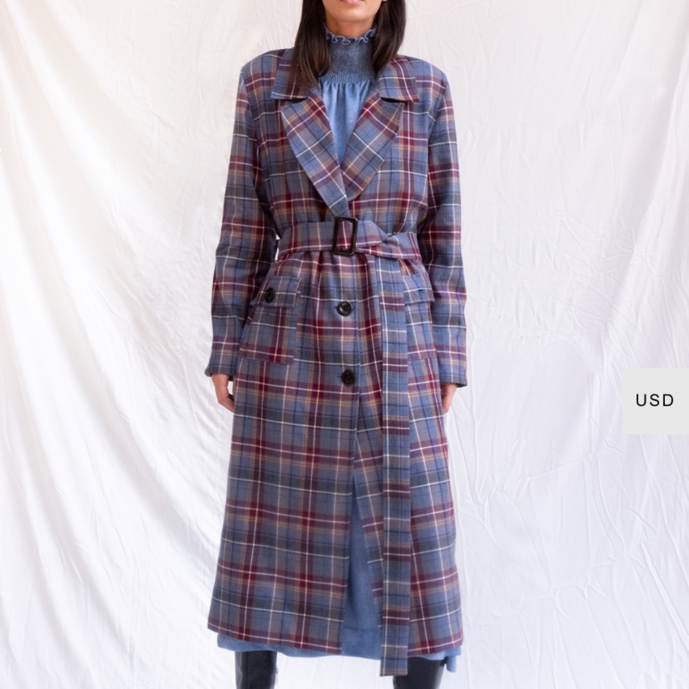 Plaid Trench Coat